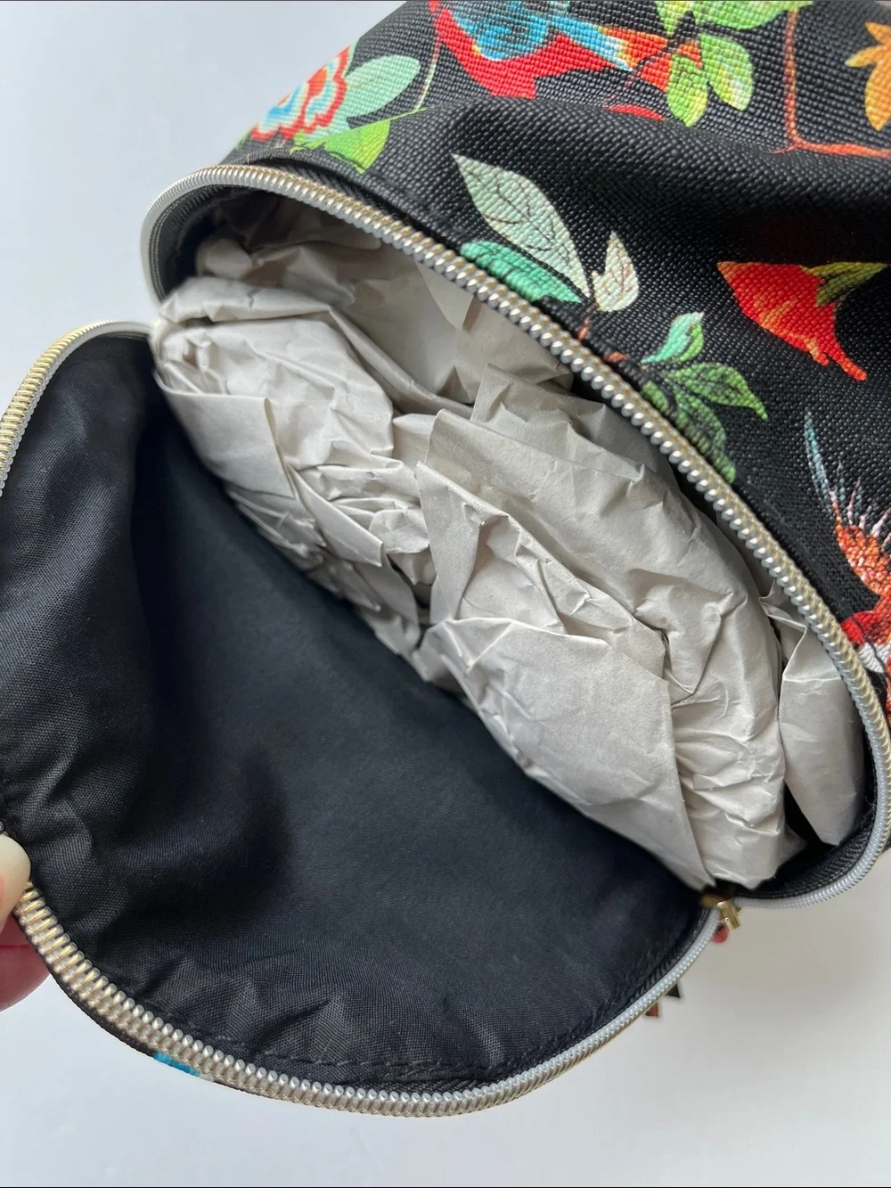 T Shirt & Jeans Mini Backpack Floral Birds  Zip Closure Rare NWT